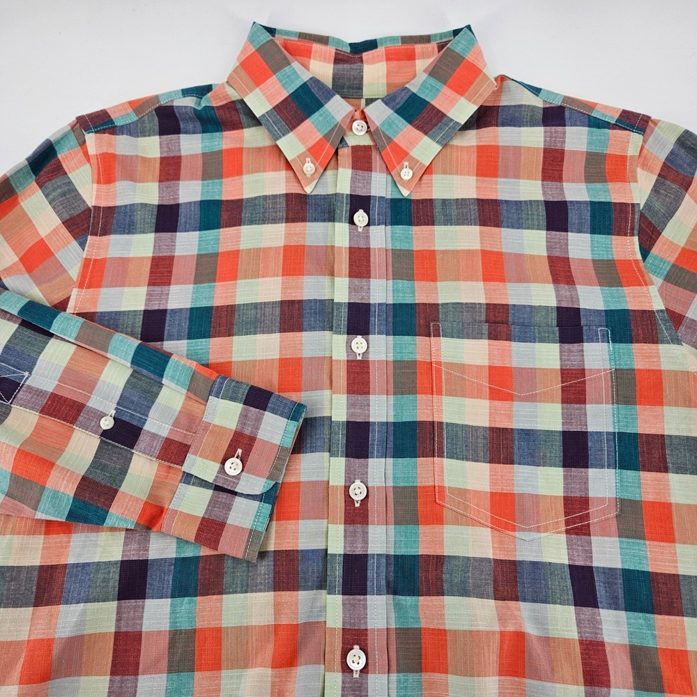 Jack Spade Bleecker Street Mens Orange Plaid Cotton Button Down Shirt Size M